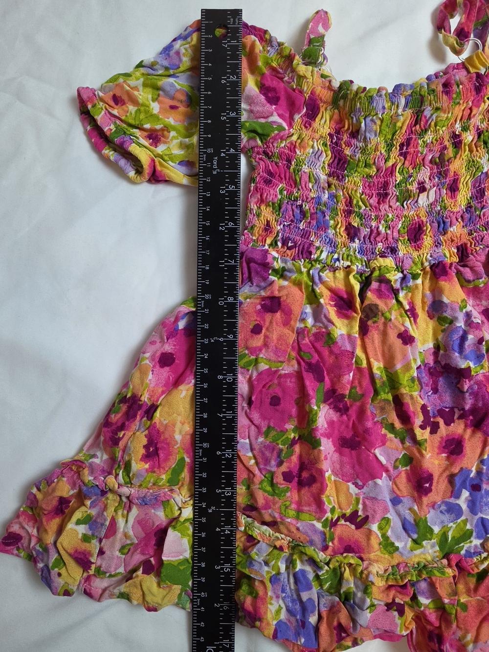 The Children's Place Pink Floral Smocked Casual Dress with Multicolor Blooms - Picture 7 of 7